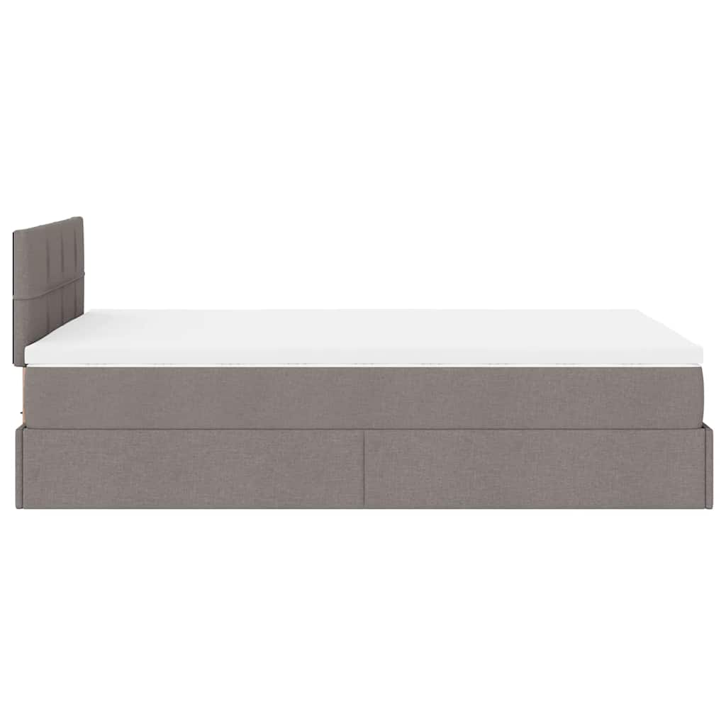 Ottomane Bett mit Matratze & LEDs Taupe 120x190 cm Stoff
