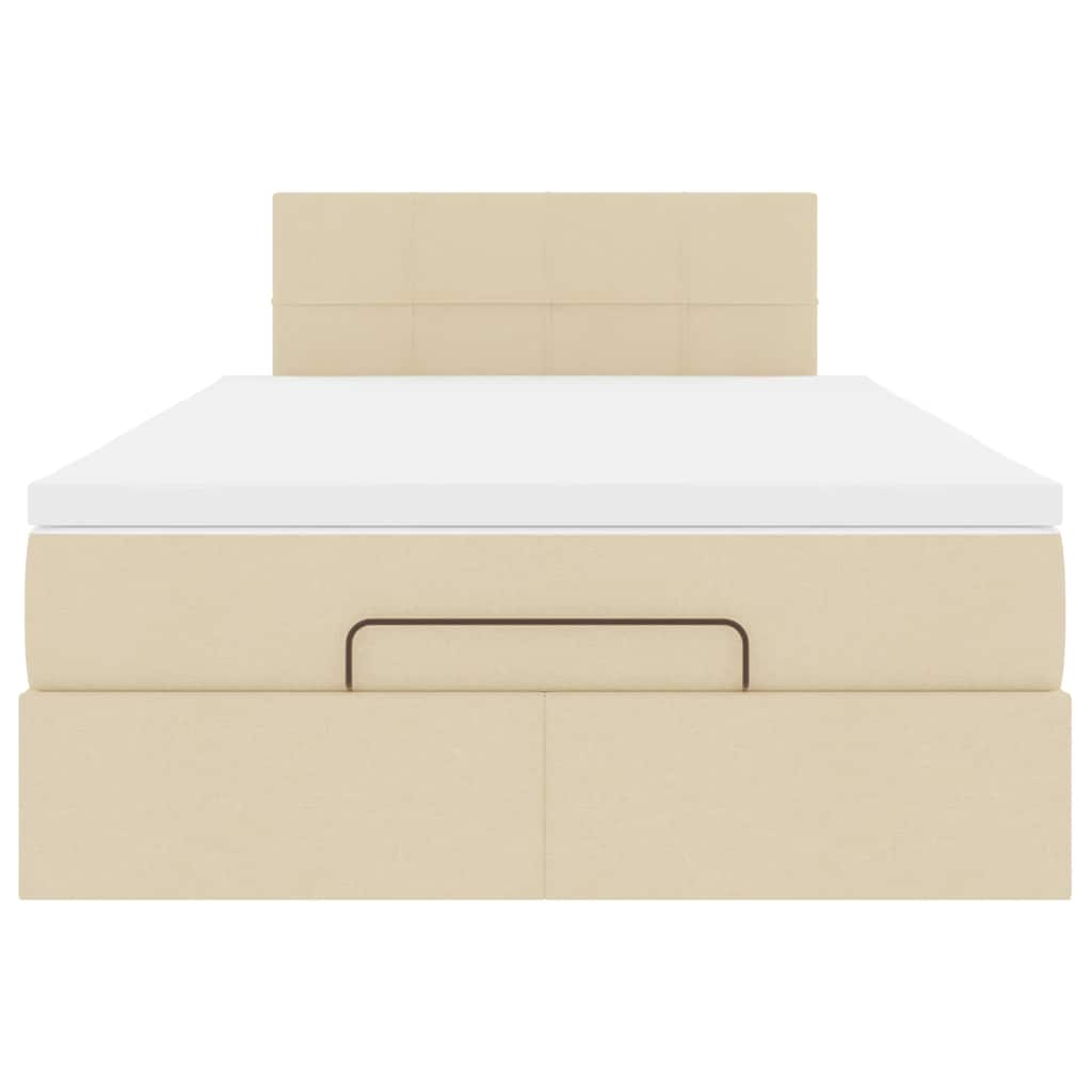 Ottomane Bett mit Matratze & LEDs Creme 120x190 cm Stoff