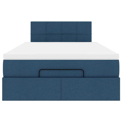 Ottomane Bett mit Matratze & LEDs Blau 120x190 cm Stoff