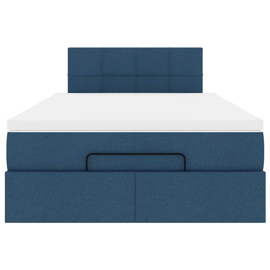 Ottomane Bett mit Matratze & LEDs Blau 120x190 cm Stoff