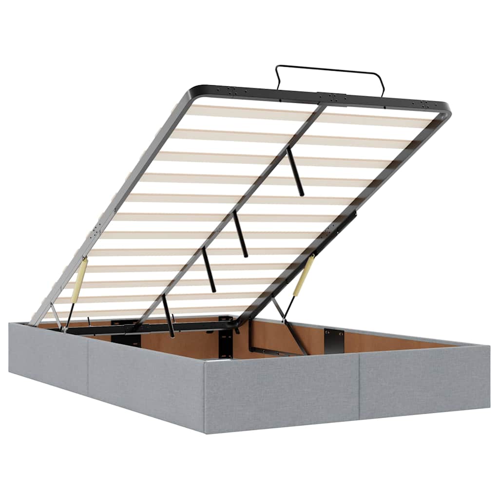 Ottoman-Bett mit Matratze & LEDs Hellgrau 120x200 cm Stoff