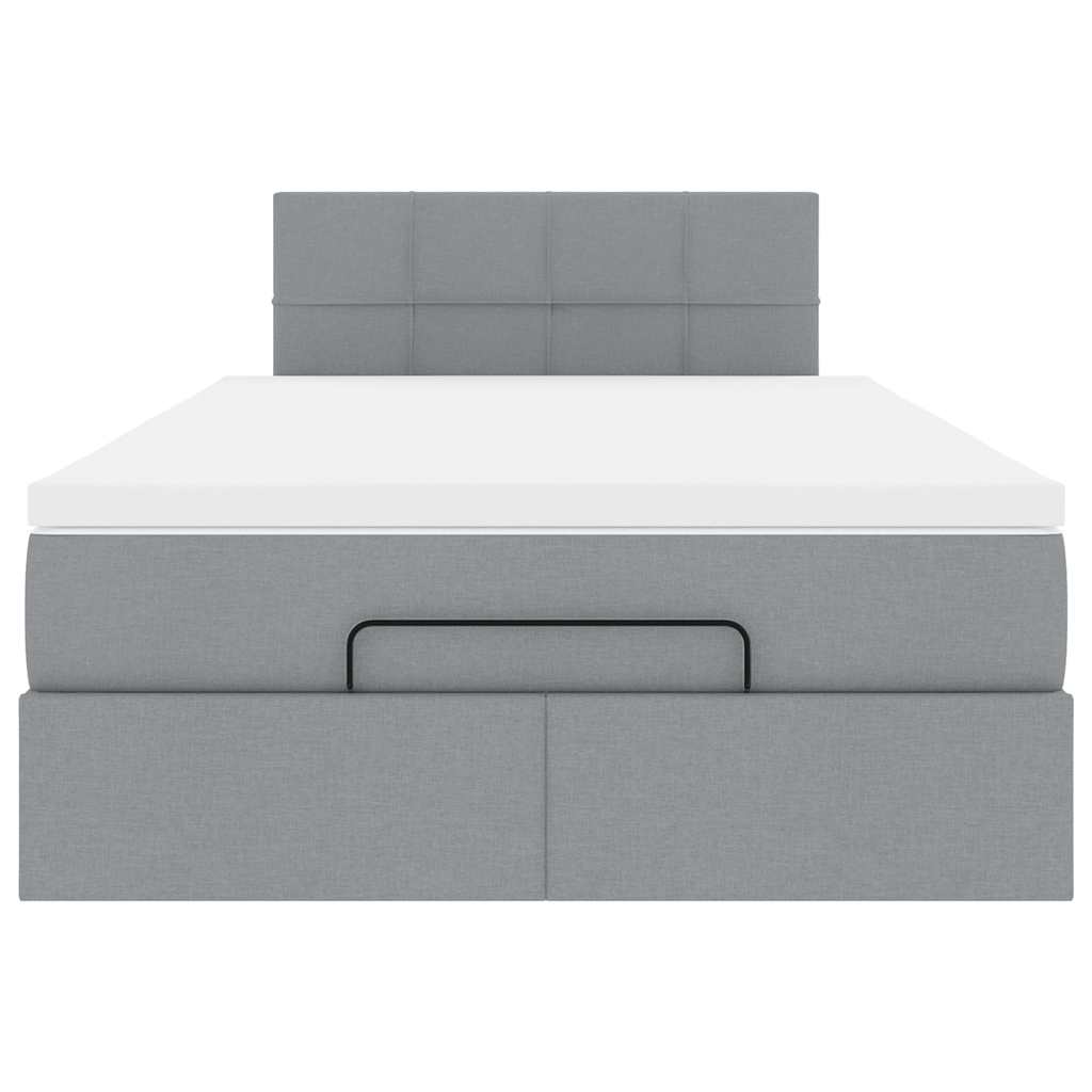 Ottoman-Bett mit Matratze & LEDs Hellgrau 120x200 cm Stoff