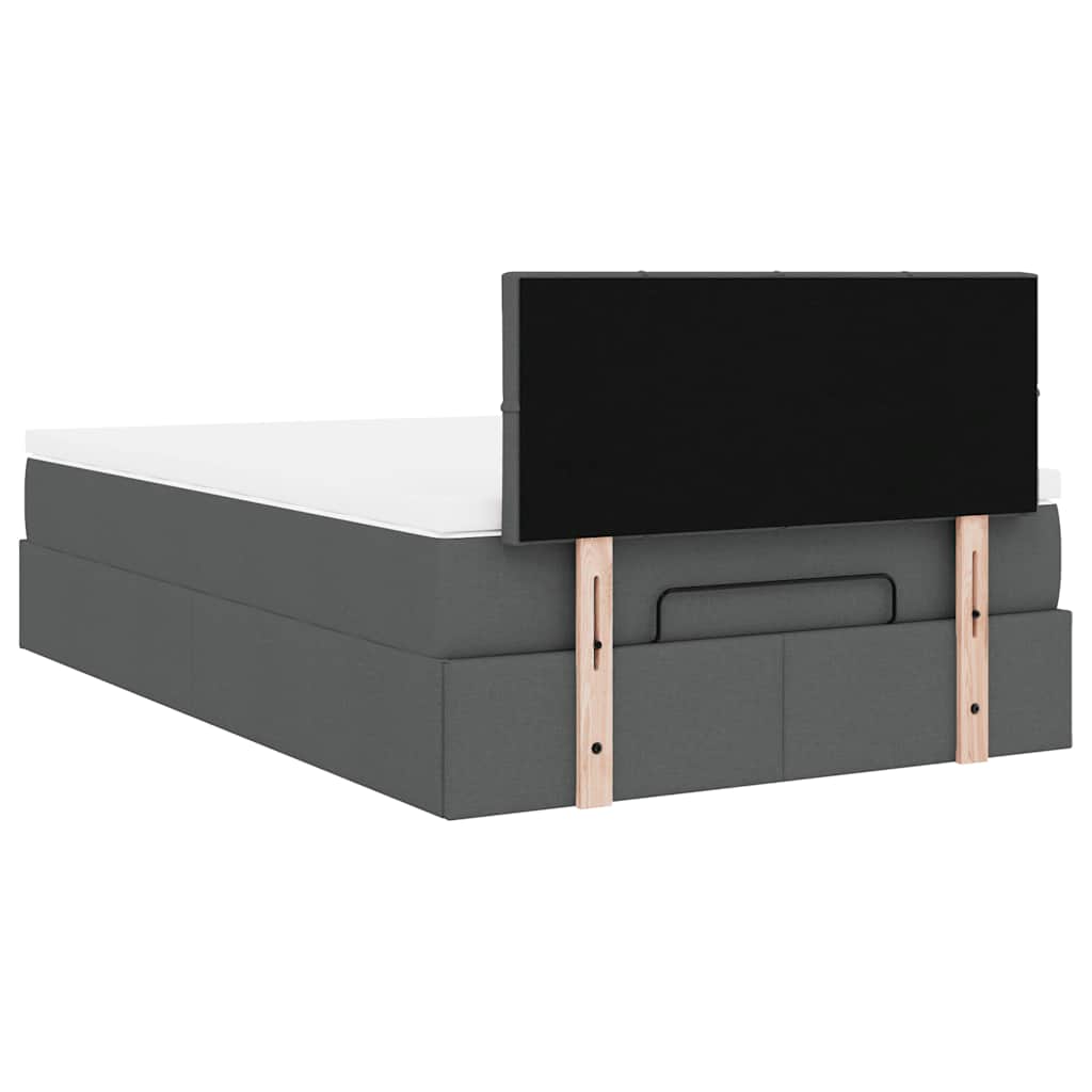 Ottomane Bett mit Matratze & LEDs Dunkelgrau 120x200 cm Stoff