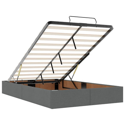 Ottomane Bett mit Matratze & LEDs Dunkelgrau 120x200 cm Stoff