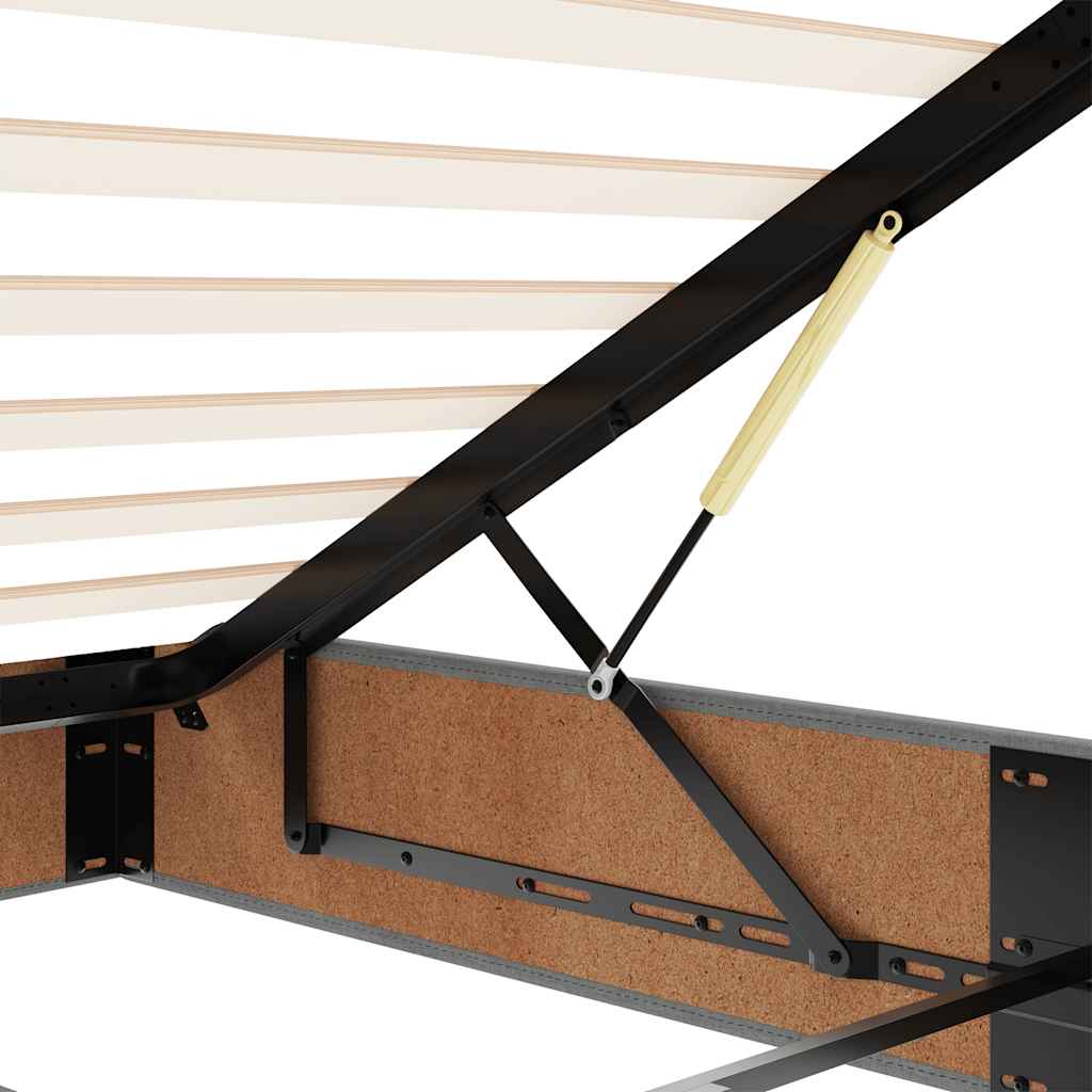 Ottomane Bett mit Matratze & LEDs Dunkelgrau 120x200 cm Stoff