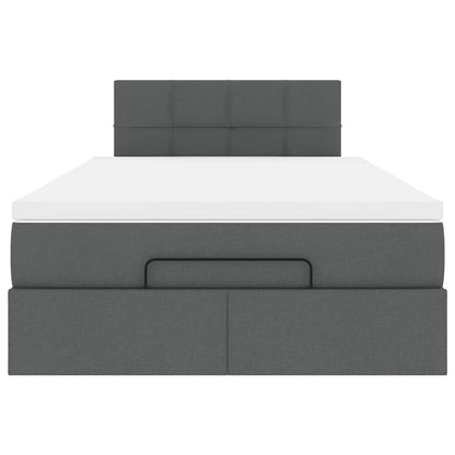 Ottomane Bett mit Matratze & LEDs Dunkelgrau 120x200 cm Stoff