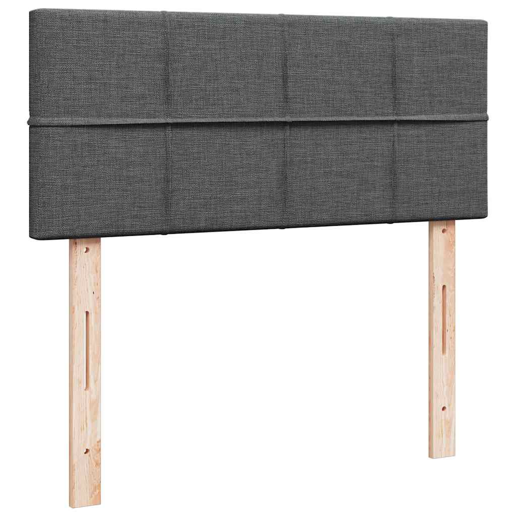 Lit ottoman avec matelas et LED tissu gris foncé 120x200 cm