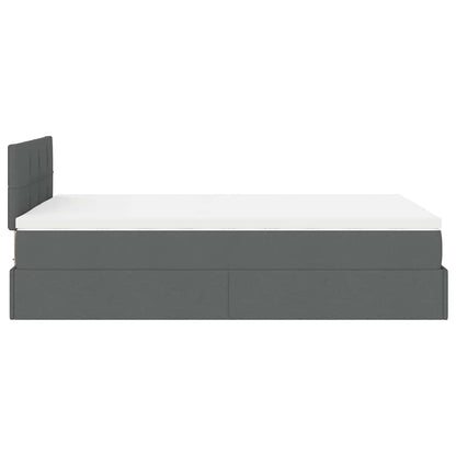 Ottomane Bett mit Matratze & LEDs Dunkelgrau 120x200 cm Stoff