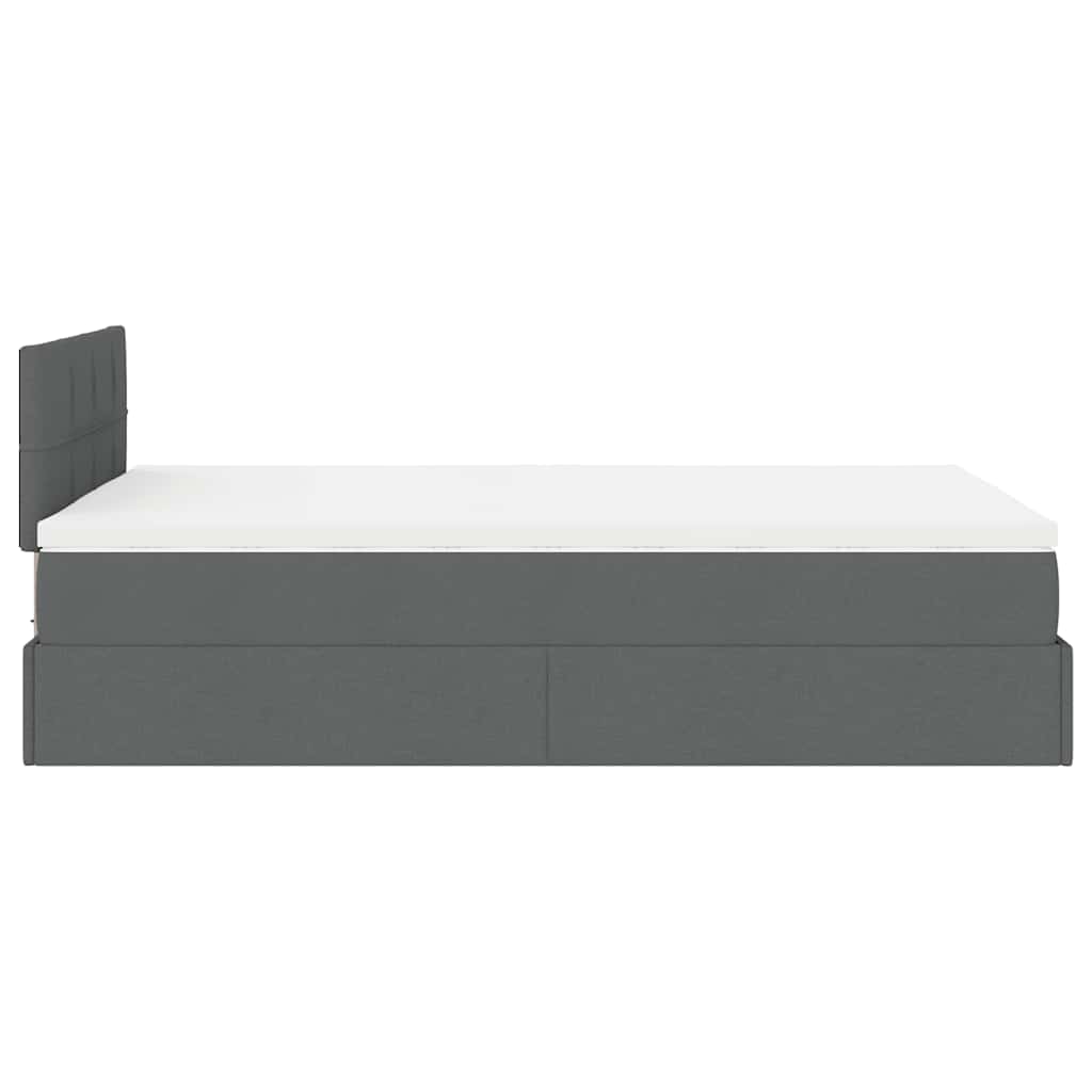 Ottomane Bett mit Matratze & LEDs Dunkelgrau 120x200 cm Stoff