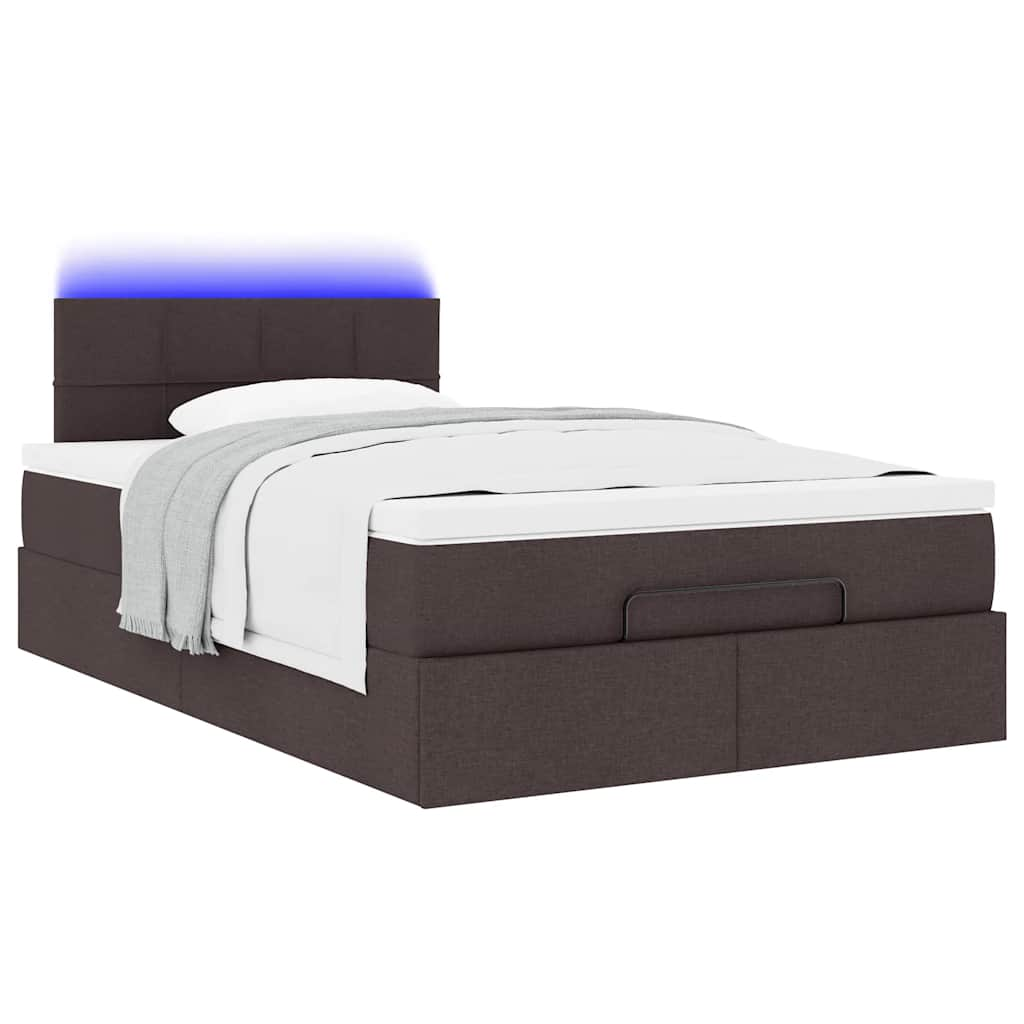 Ottoman-Bett mit Matratze & LEDs Dunkelbraun 120x200 cm Stoff