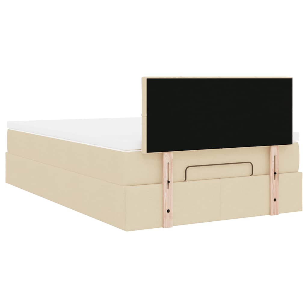 Ottoman-Bett mit Matratze & LEDs Creme 120x200 cm Stoff