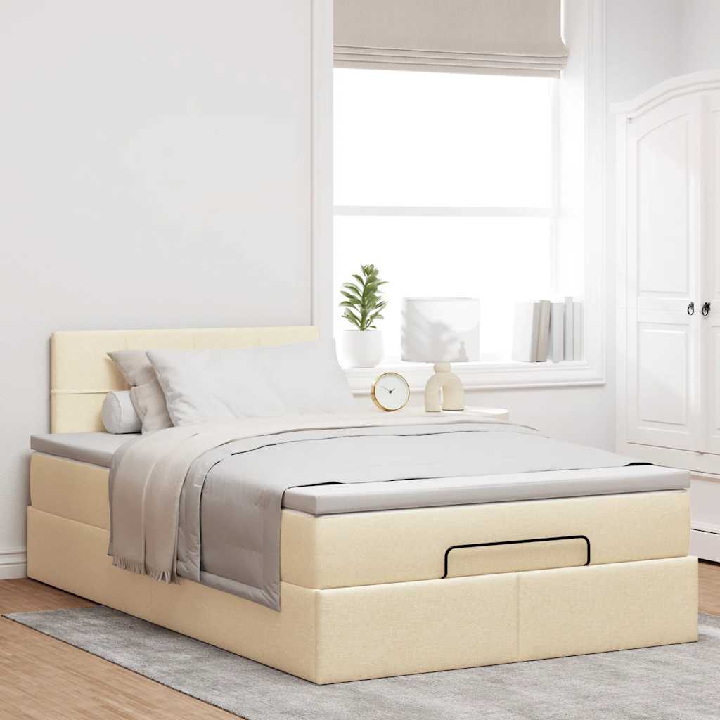 Ottoman-Bett mit Matratze & LEDs Creme 120x200 cm Stoff