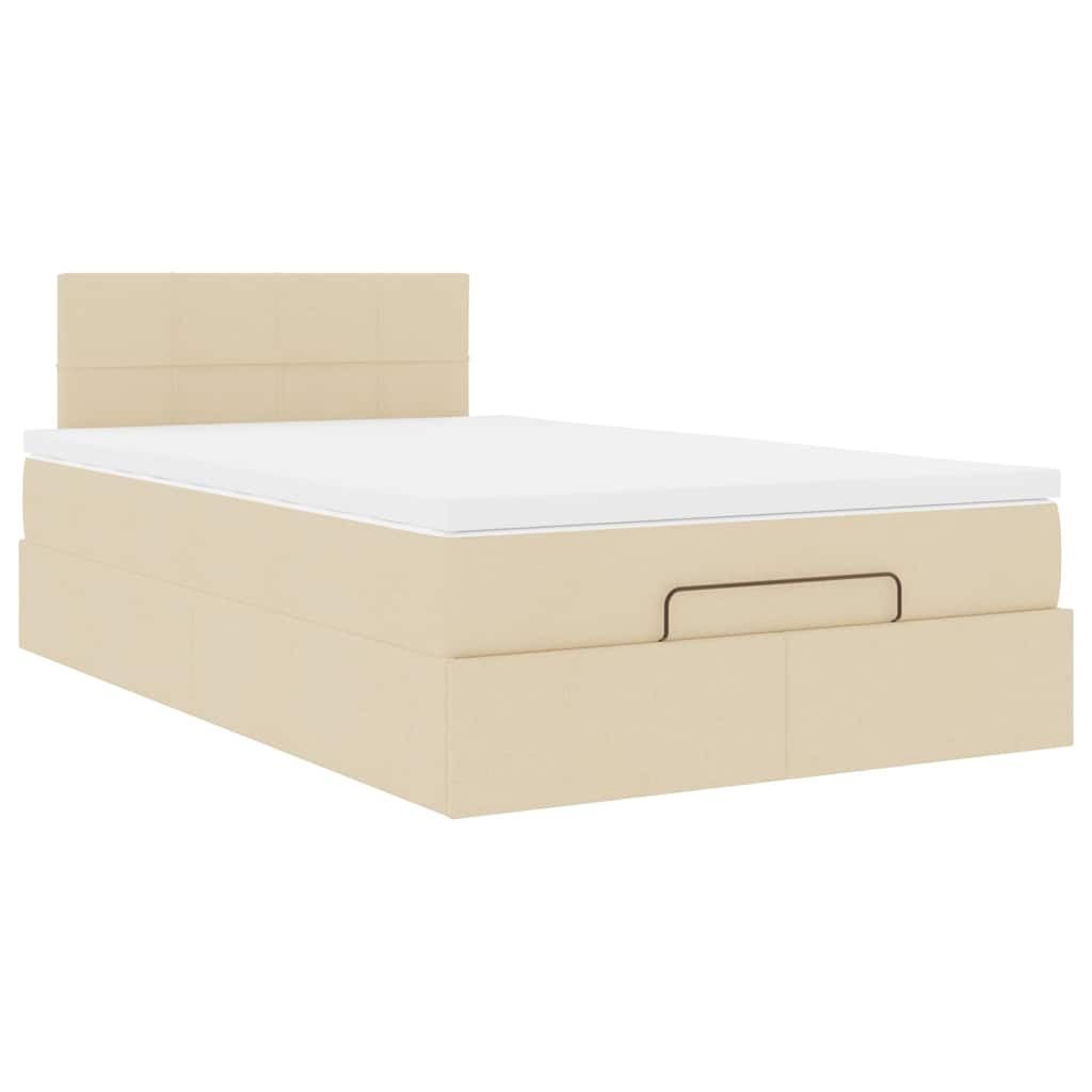 Ottoman-Bett mit Matratze & LEDs Creme 120x200 cm Stoff