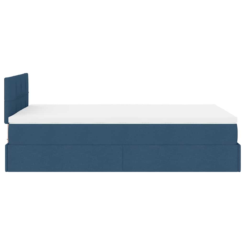 Ottomane Bett mit Matratze & LEDs Blau 120x200 cm Stoff