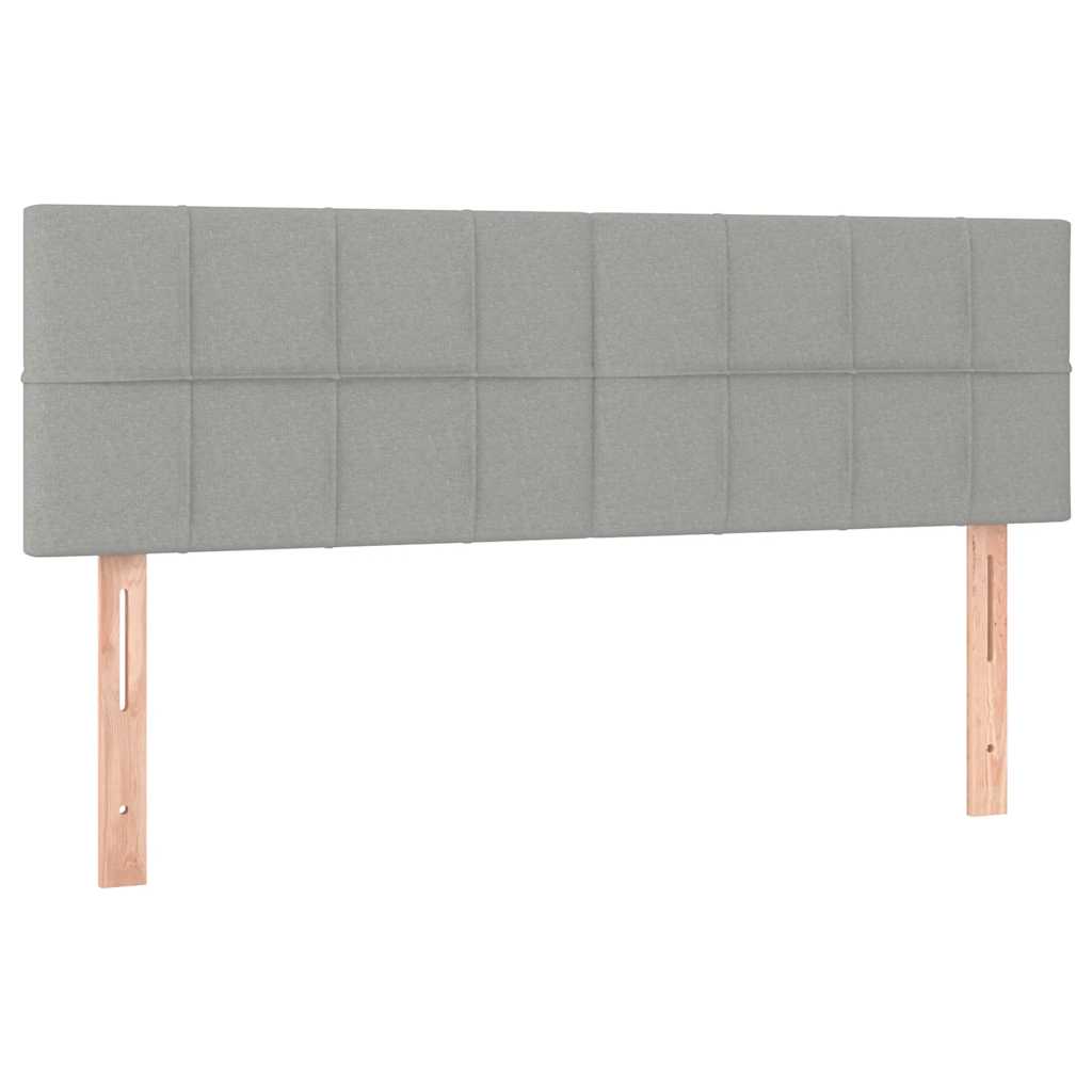 Ottomane Bett mit Matratze & LEDs Hellgrau 140x190 cm Stoff