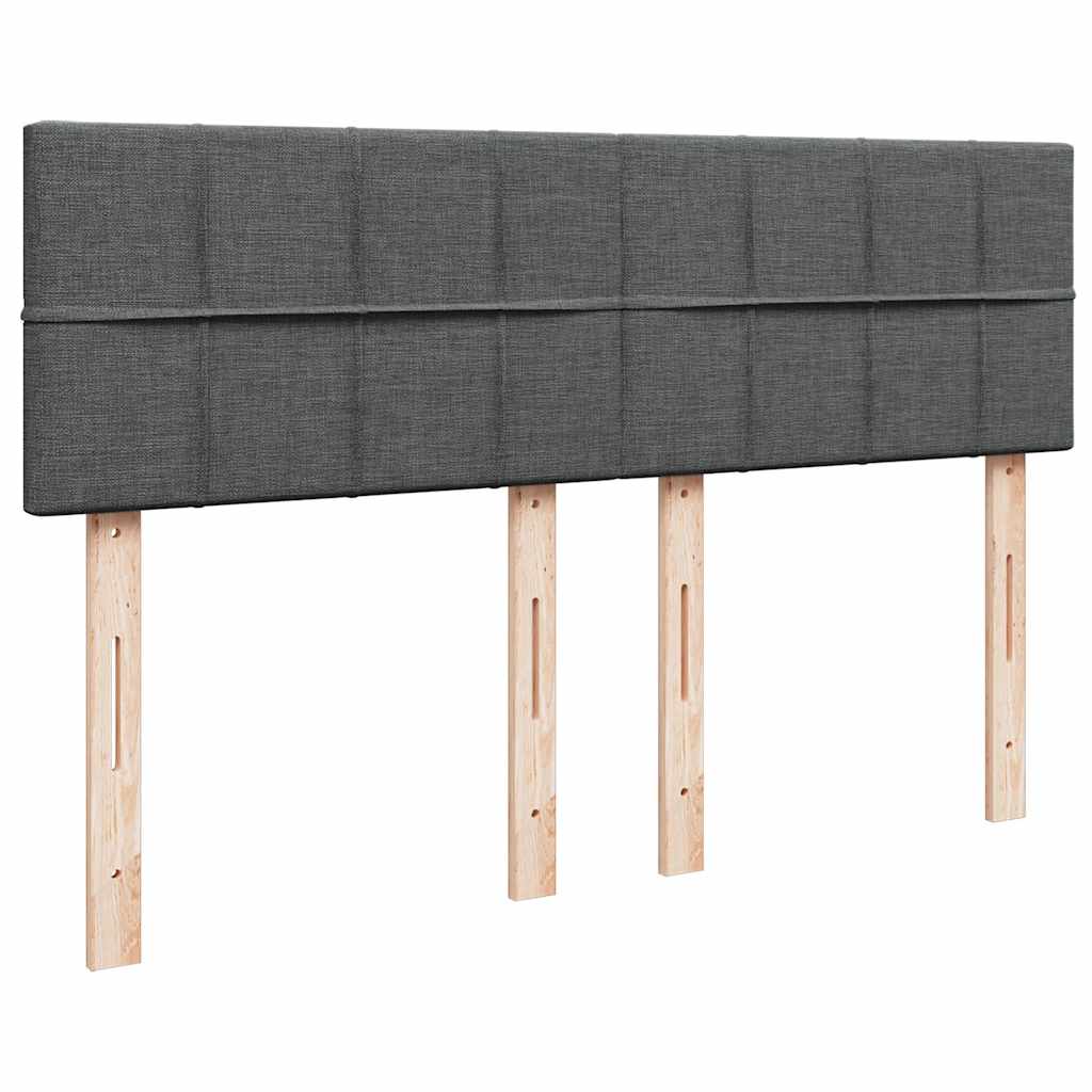 Ottomane Bett mit Matratze & LEDs Dunkelgrau 140x190 cm Stoff
