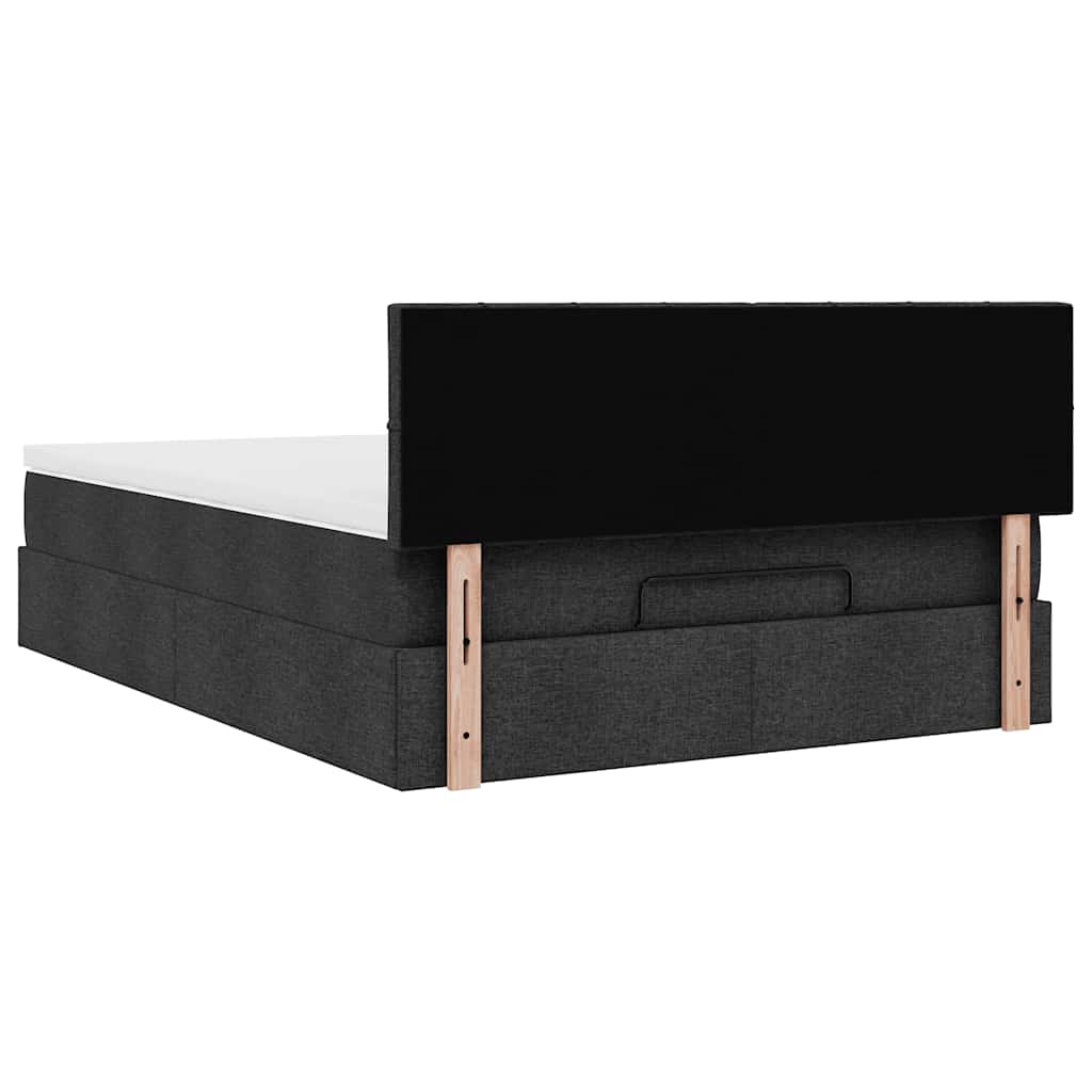 Ottomane Bett mit Matratze & LEDs Schwarz 140x190 cm Stoff