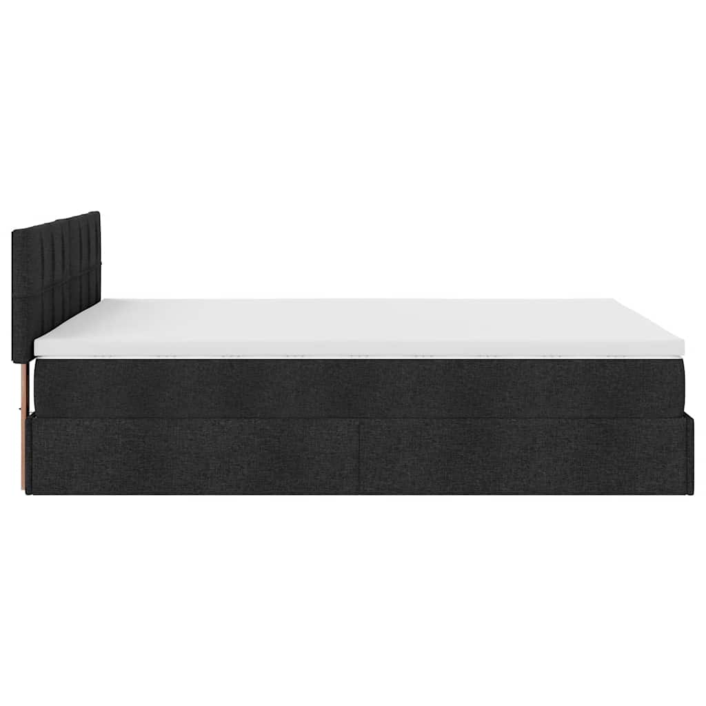 Ottomane Bett mit Matratze & LEDs Schwarz 140x190 cm Stoff