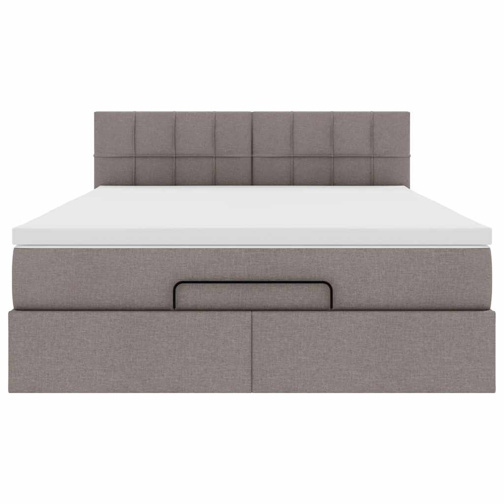 Ottomanische Bett mit Matratze & LEDs Taupe 140x190 cm Stoff
