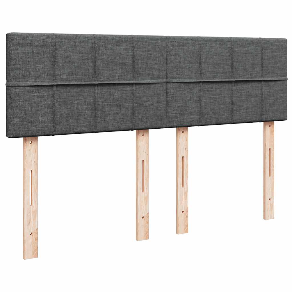 Ottomane Bett mit Matratze & LEDs Dunkelgrau 140x200 cm Stoff