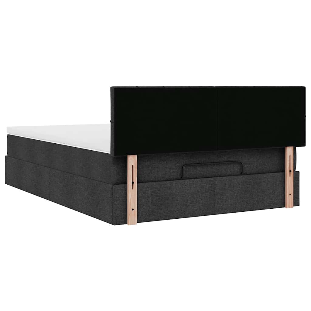 Ottomane Bett mit Matratze & LEDs Schwarz 140x200 cm Stoff