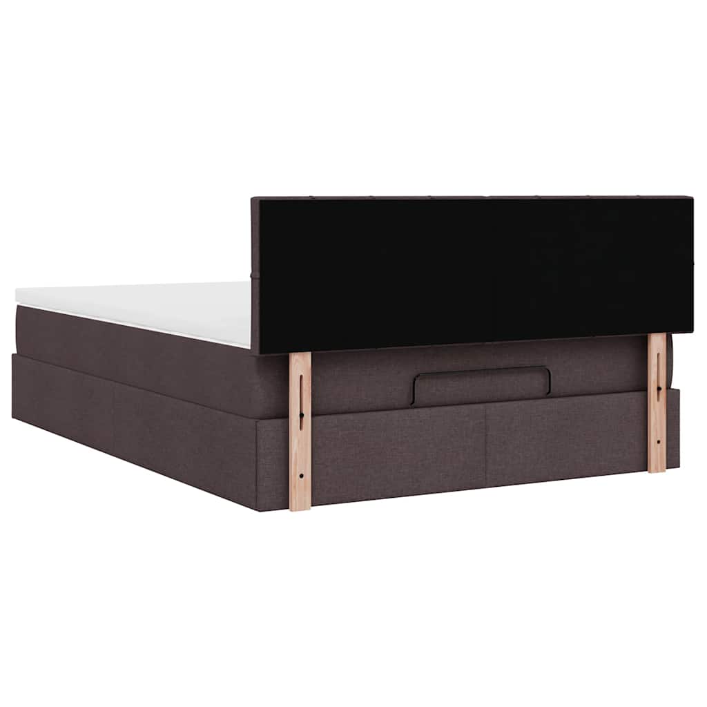Ottoman-Bett mit Matratze & LEDs Dunkelbraun 140x200 cm Stoff