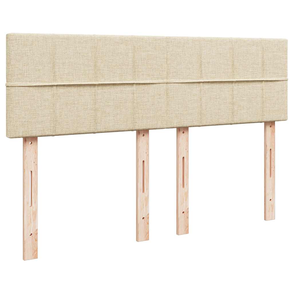 Ottomane Bett mit Matratze & LEDs Creme 140x200 cm Stoff