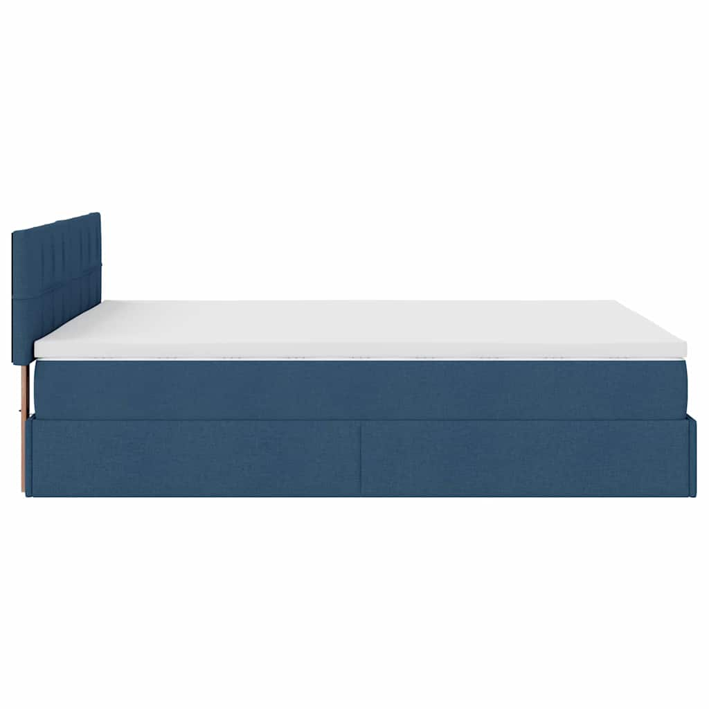 Ottoman-Bett mit Matratze & LEDs Blau 140x200 cm Stoff