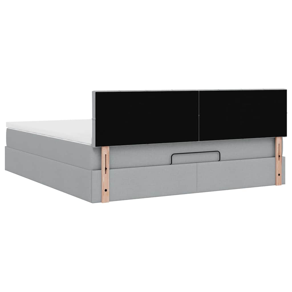 Ottoman-Bett mit Matratze & LEDs Hellgrau 160x200 cm Stoff