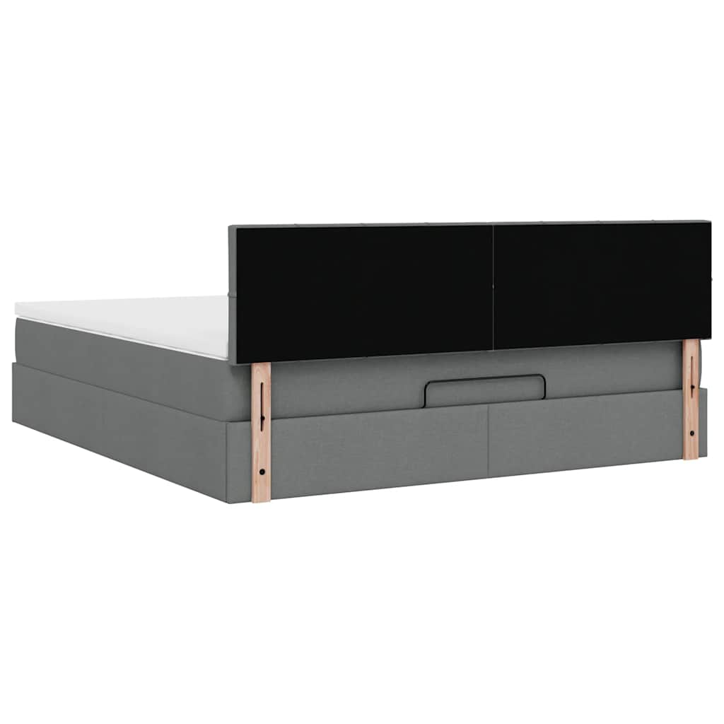 Ottoman-Bett mit Matratze & LEDs Dunkelgrau 160x200 cm Stoff