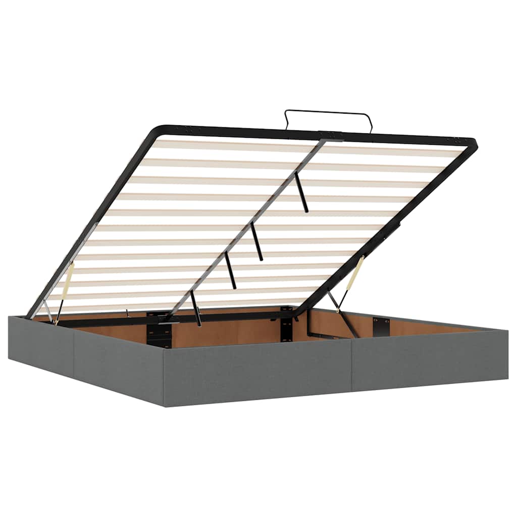 Ottoman-Bett mit Matratze & LEDs Dunkelgrau 160x200 cm Stoff