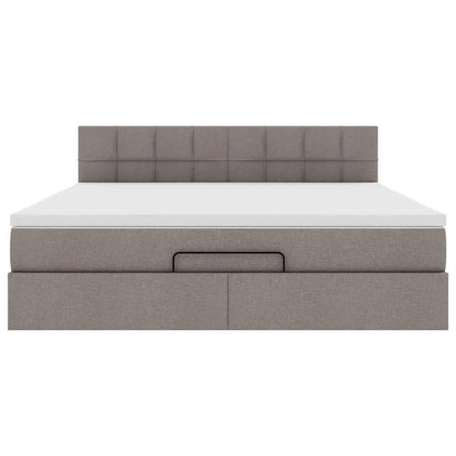 Ottoman-Bett mit Matratze & LEDs Taupe 160x200 cm Stoff