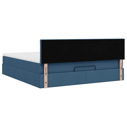 Ottoman-Bett mit Matratze & LEDs Blau 160x200 cm Stoff
