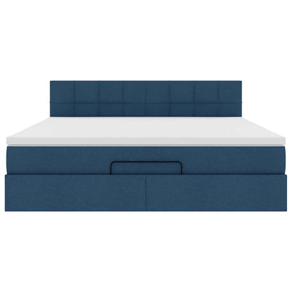 Ottoman-Bett mit Matratze & LEDs Blau 160x200 cm Stoff