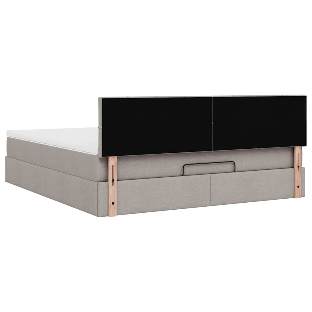 Ottomane Bett mit Matratze & LEDs Taupe 180x200 cm Stoff