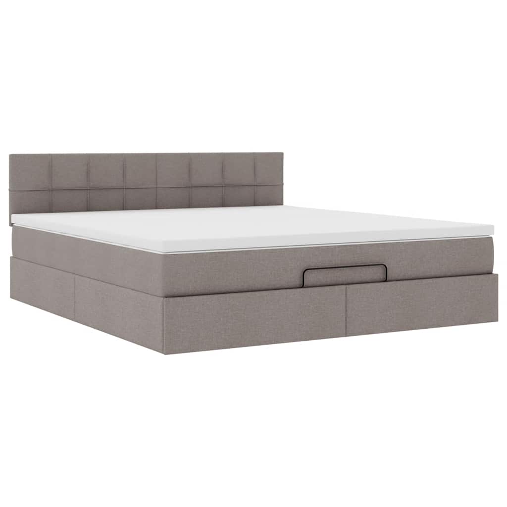 Ottomane Bett mit Matratze & LEDs Taupe 180x200 cm Stoff