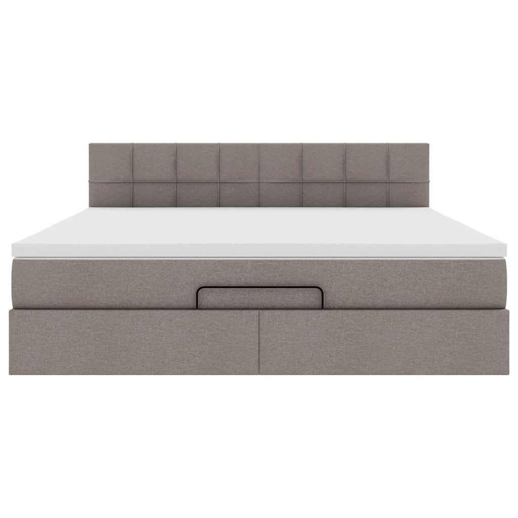 Ottomane Bett mit Matratze & LEDs Taupe 180x200 cm Stoff