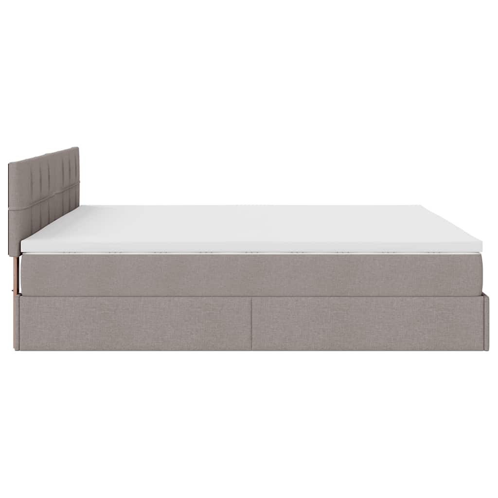 Ottomane Bett mit Matratze & LEDs Taupe 180x200 cm Stoff