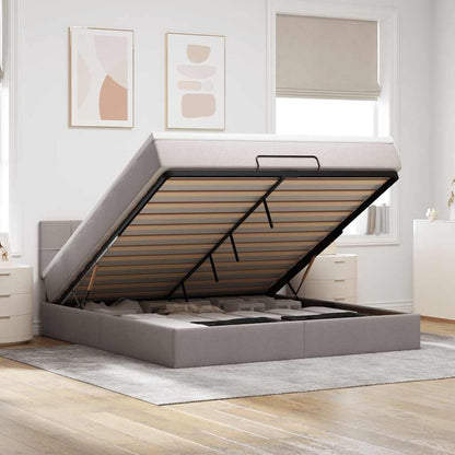 Ottomane Bett mit Matratze & LEDs Taupe 180x200 cm Stoff