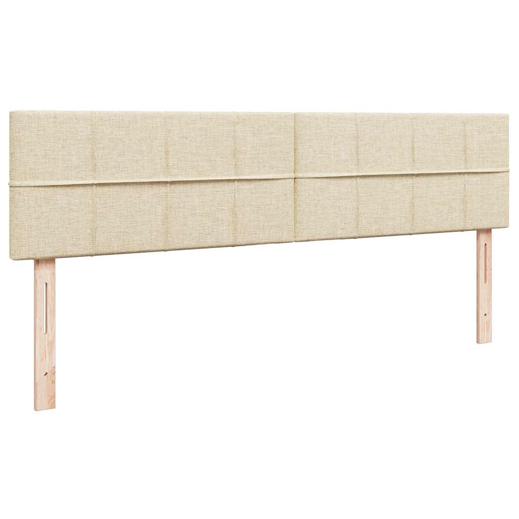 Ottomane Bett mit Matratze & LEDs Creme 180x200 cm Stoff