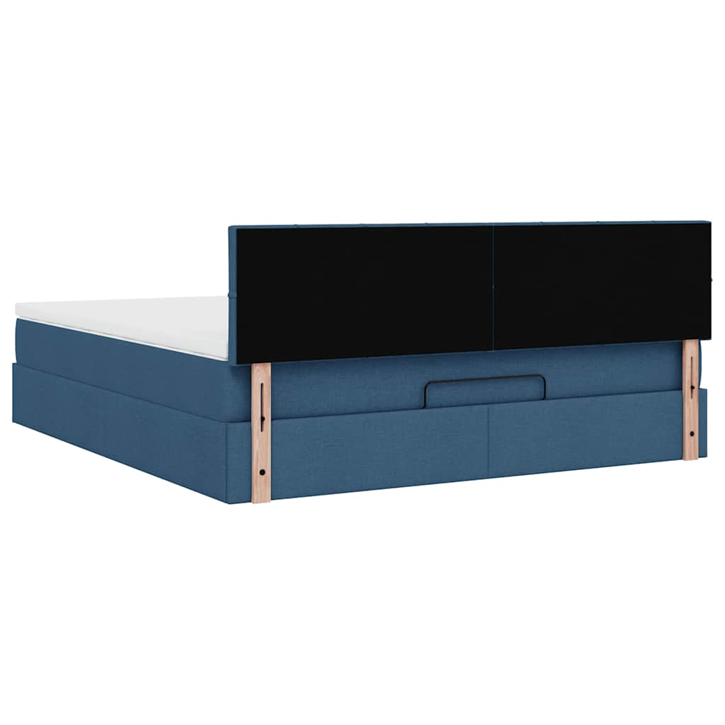 Ottomane Bett mit Matratze & LEDs Blau 180x200 cm Stoff