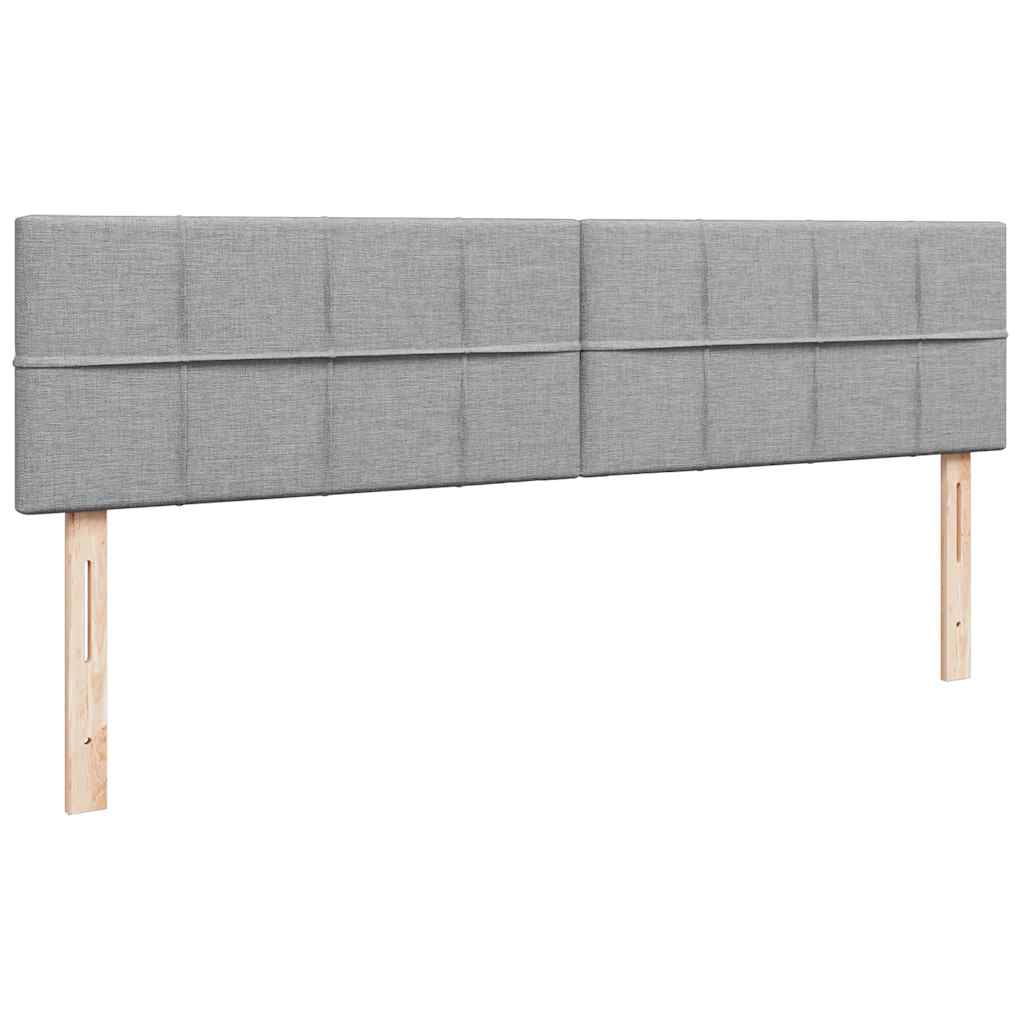 Ottoman-Bett mit Matratzen & LEDs Hellgrau 200x200 cm Stoff