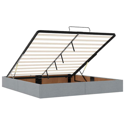 Ottoman-Bett mit Matratzen & LEDs Hellgrau 200x200 cm Stoff