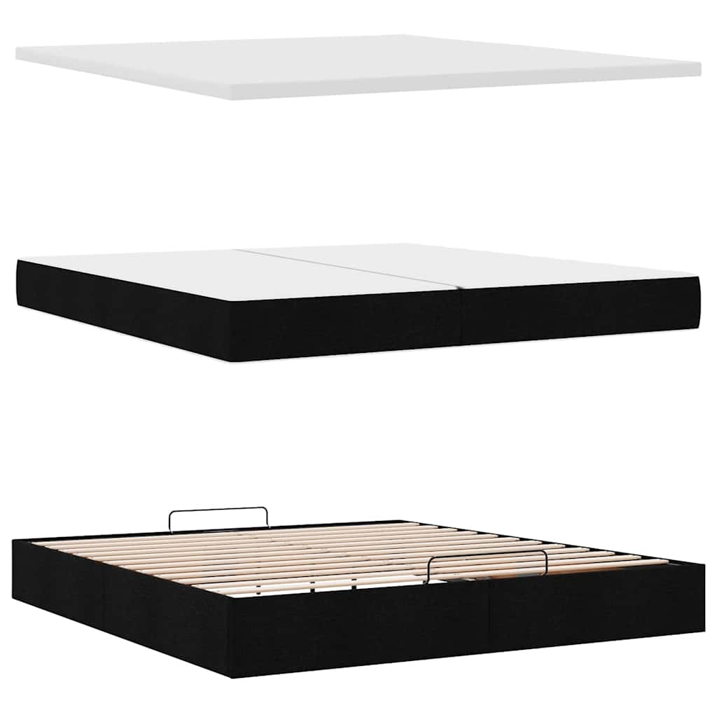 Ottoman-Bett mit Matratzen & LEDs Schwarz 200x200 cm Stoff