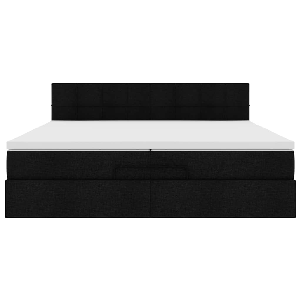 Ottoman-Bett mit Matratzen & LEDs Schwarz 200x200 cm Stoff