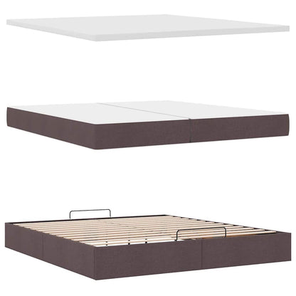 Ottoman-Bett mit Matratzen & LEDs Dunkelbraun 200x200 cm Stoff