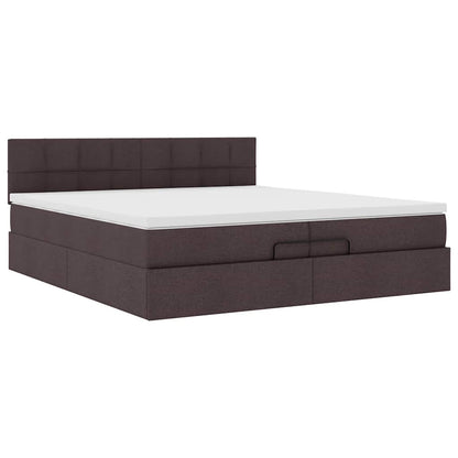 Ottoman-Bett mit Matratzen & LEDs Dunkelbraun 200x200 cm Stoff