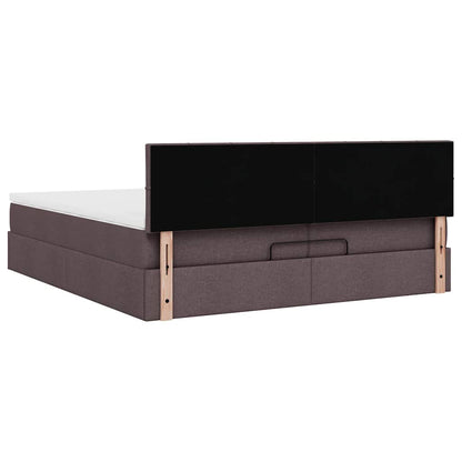 Ottoman-Bett mit Matratzen & LEDs Dunkelbraun 200x200 cm Stoff