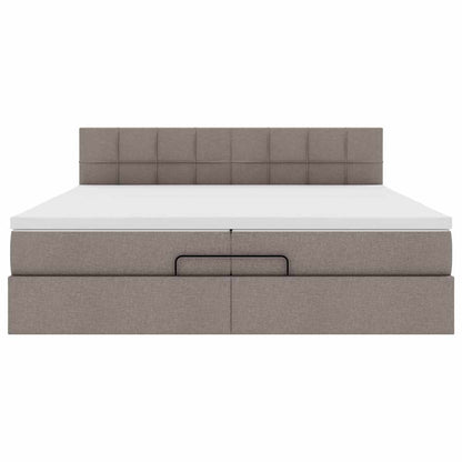 Ottoman-Bett mit Matratzen & LEDs Taupe 200x200 cm Stoff