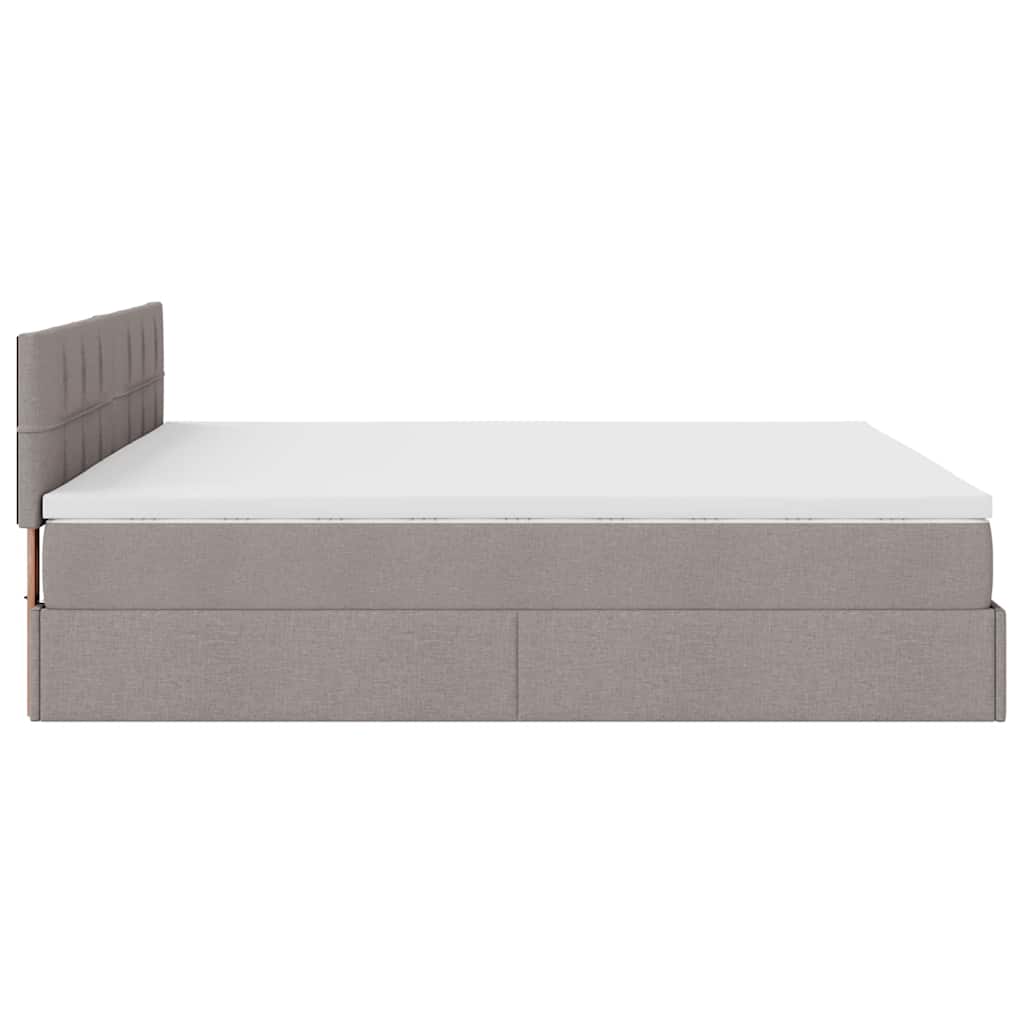 Ottoman-Bett mit Matratzen & LEDs Taupe 200x200 cm Stoff